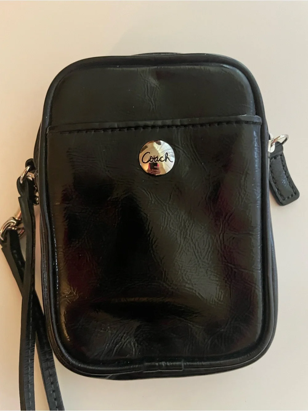 Coach Y2K Black Patent Leather Mini pouch/wristlet.